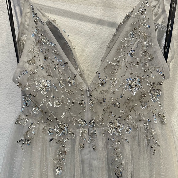 Elegant Silver Embellished Evening Gown - Picture 8 of 16